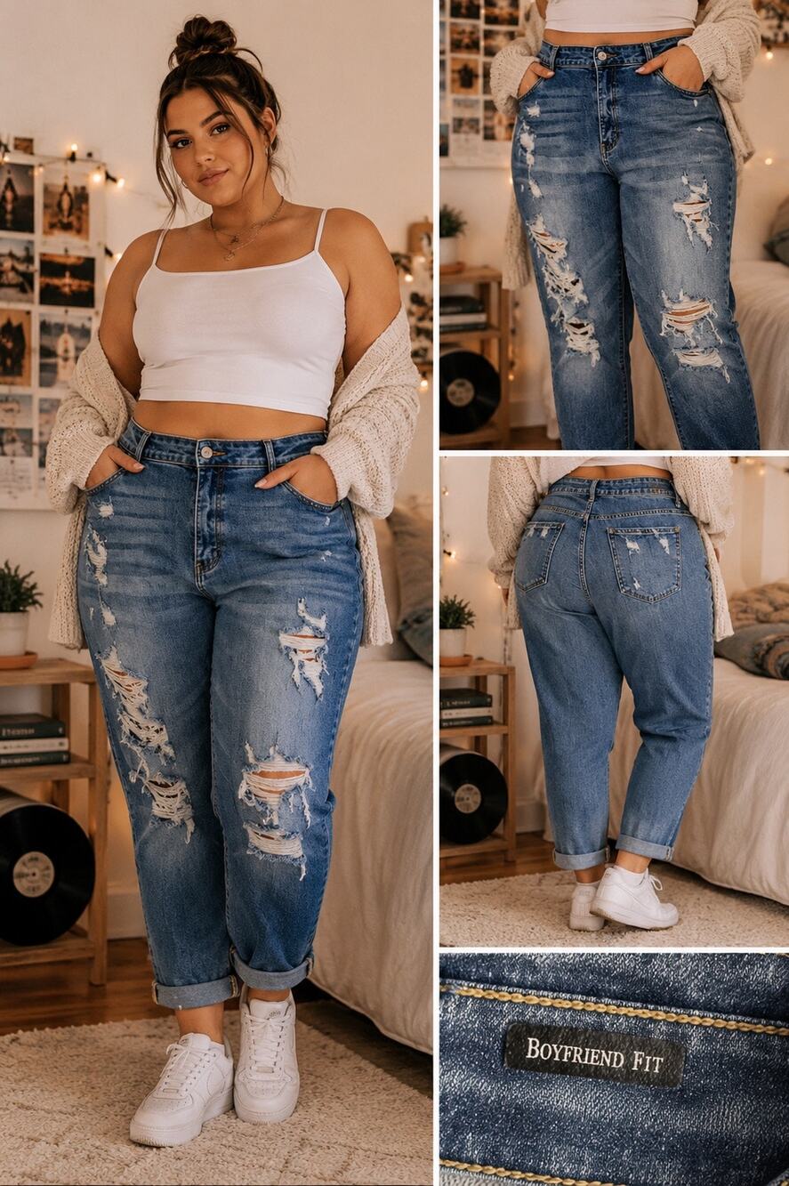 Judy blue boyfriend fit destroyed denim jeans plus size 20W 40x29